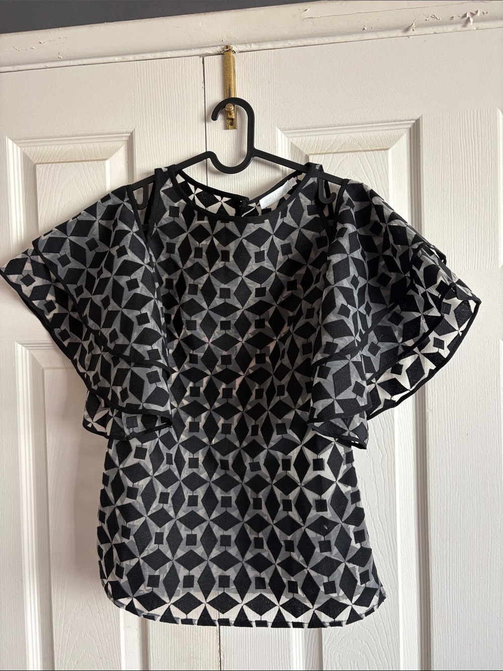 Anne Fontaine Black and White Geometric Top Sharon